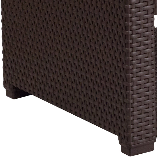 Chocolate Brown Faux Rattan End Table - Outdoor Accent Table - Patio Table