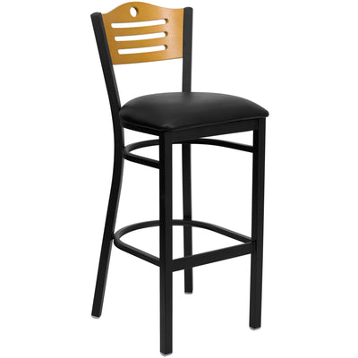 Slat Back Metal Restaurant Barstool - View 1