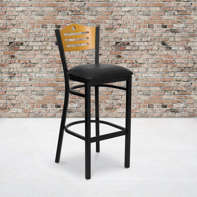 Slat Back Metal Restaurant Barstool - View 2