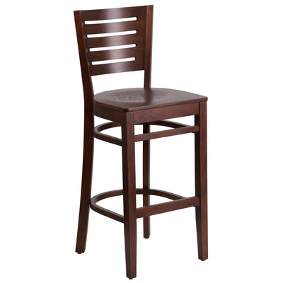 Slat Back Wooden Restaurant Barstool - View 1