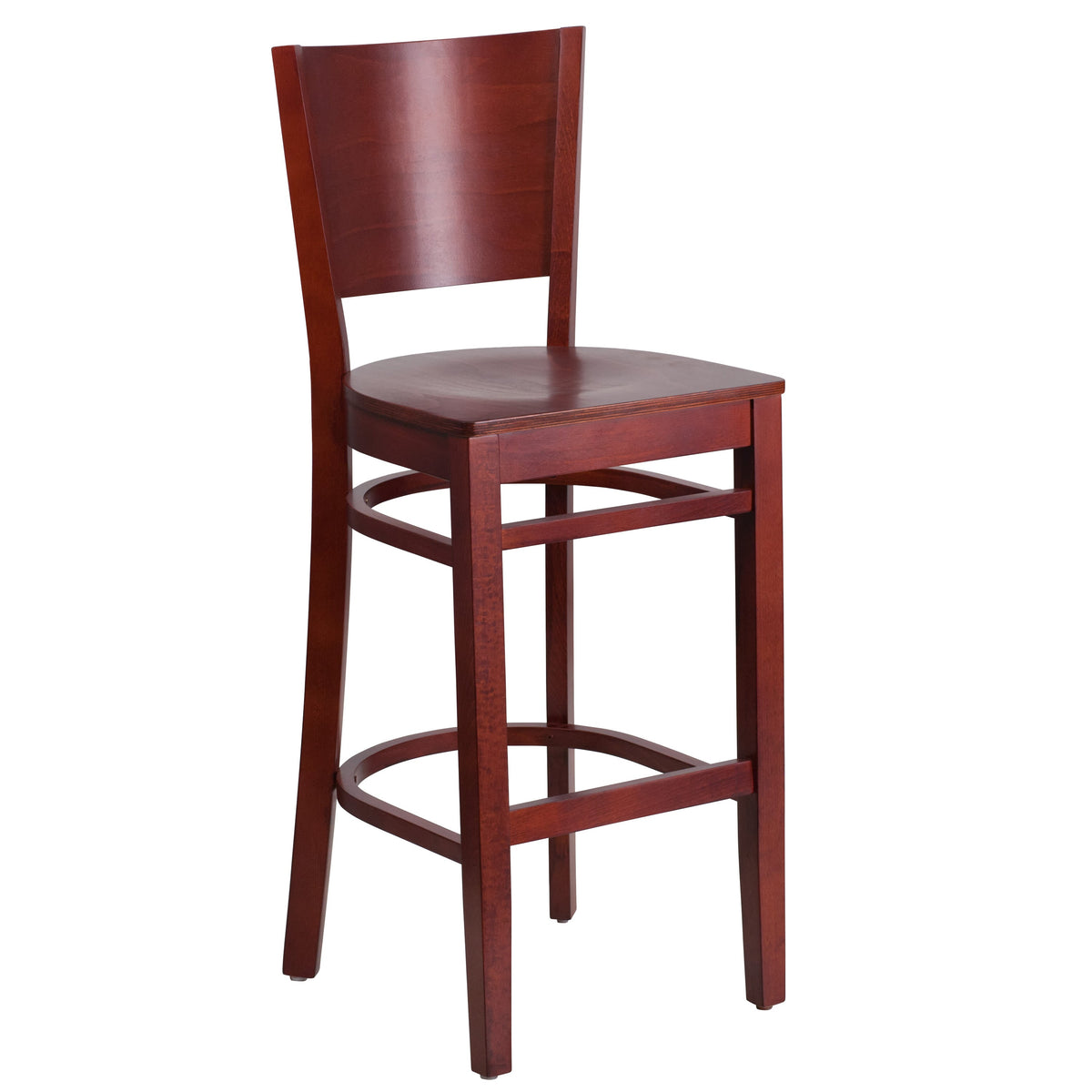 Mahogany Wood Seat/Mahogany Wood Frame |#| Solid Back Mahogany Wood Restaurant Barstool - Hospitality Seating