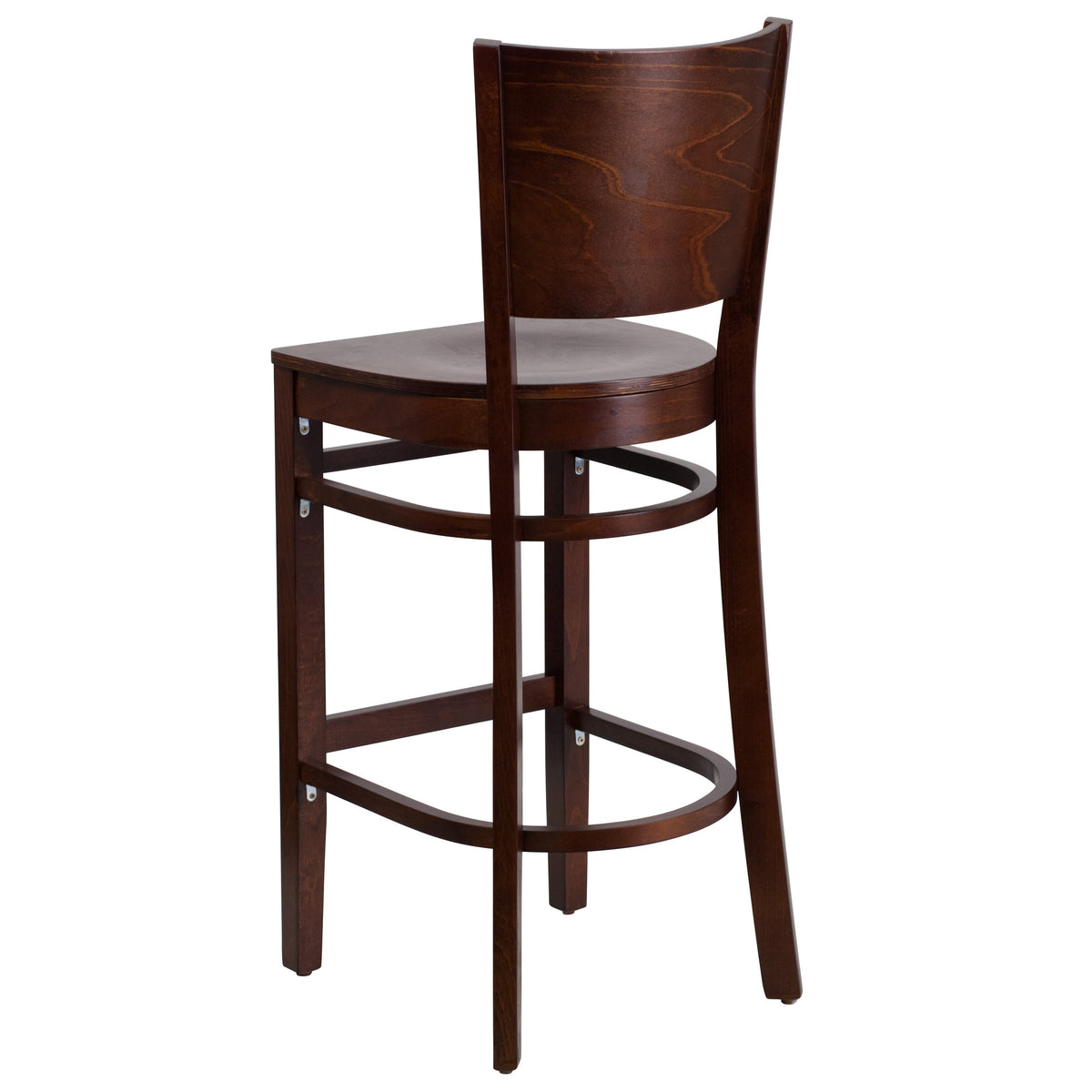 Walnut Wood Seat/Walnut Wood Frame |#| Solid Back Walnut Wood Restaurant Barstool - Hospitality Seating